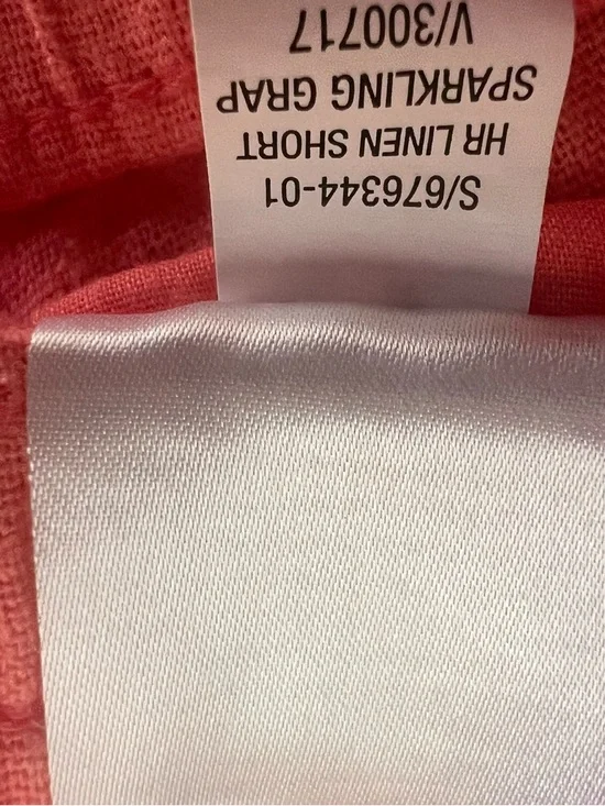 Women’s Linen Casual Drawstring Shorts - Coral Pink - Picture 3 of 5